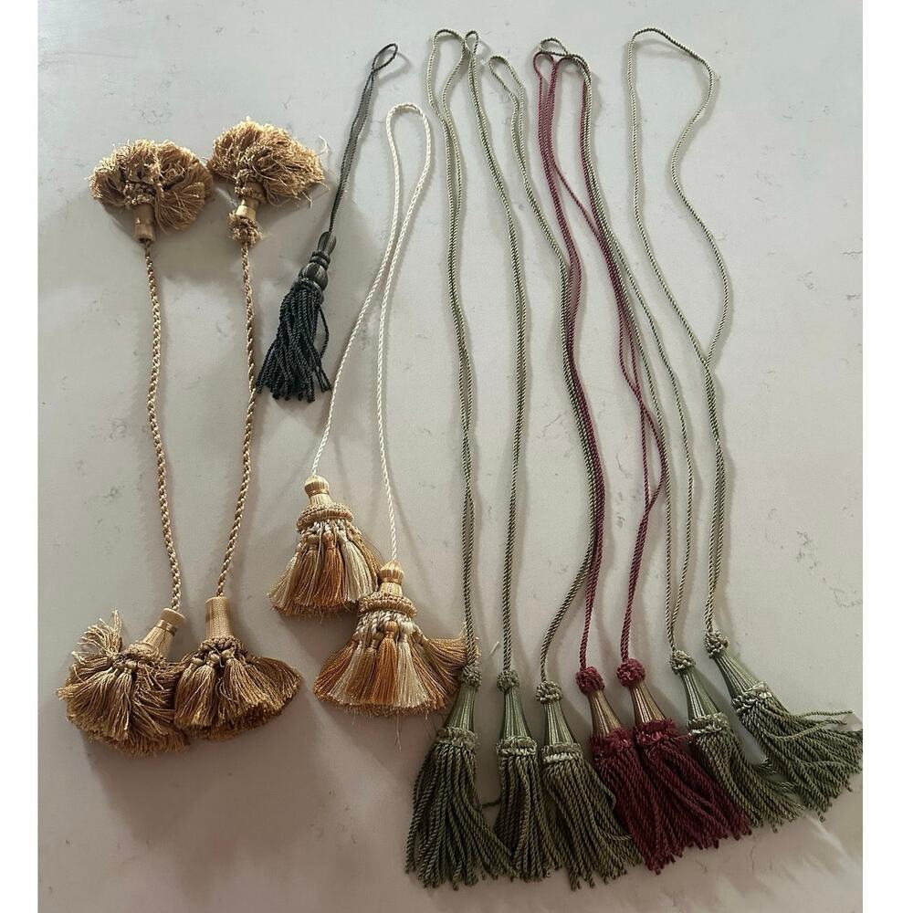 Vintage Decorative Luxury Tassels lot 11 green gold red key fob